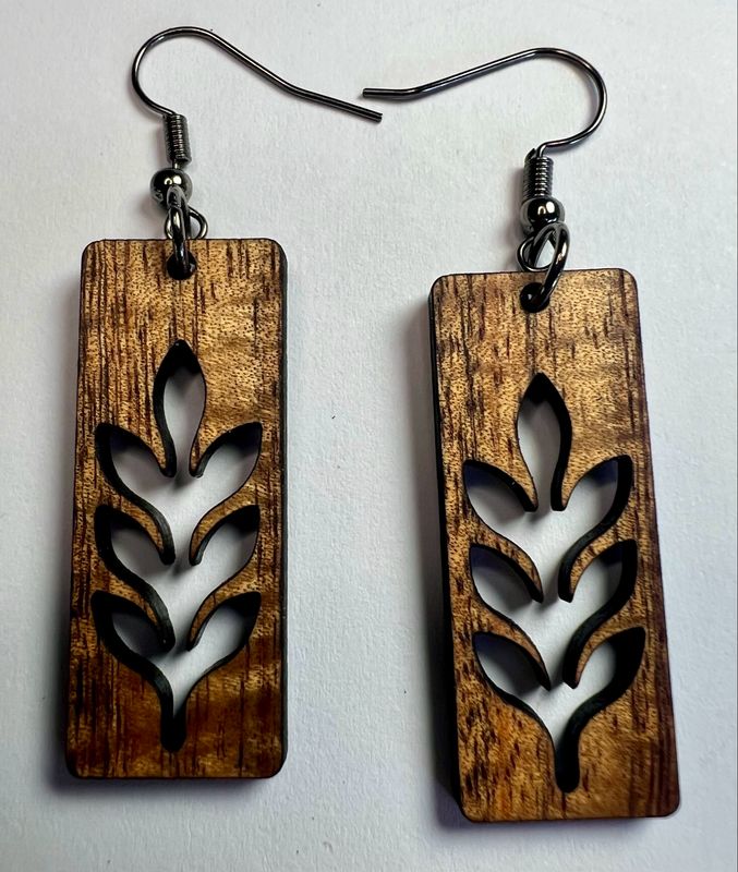 Laua'e Rectangle Koa Dangle Earrings