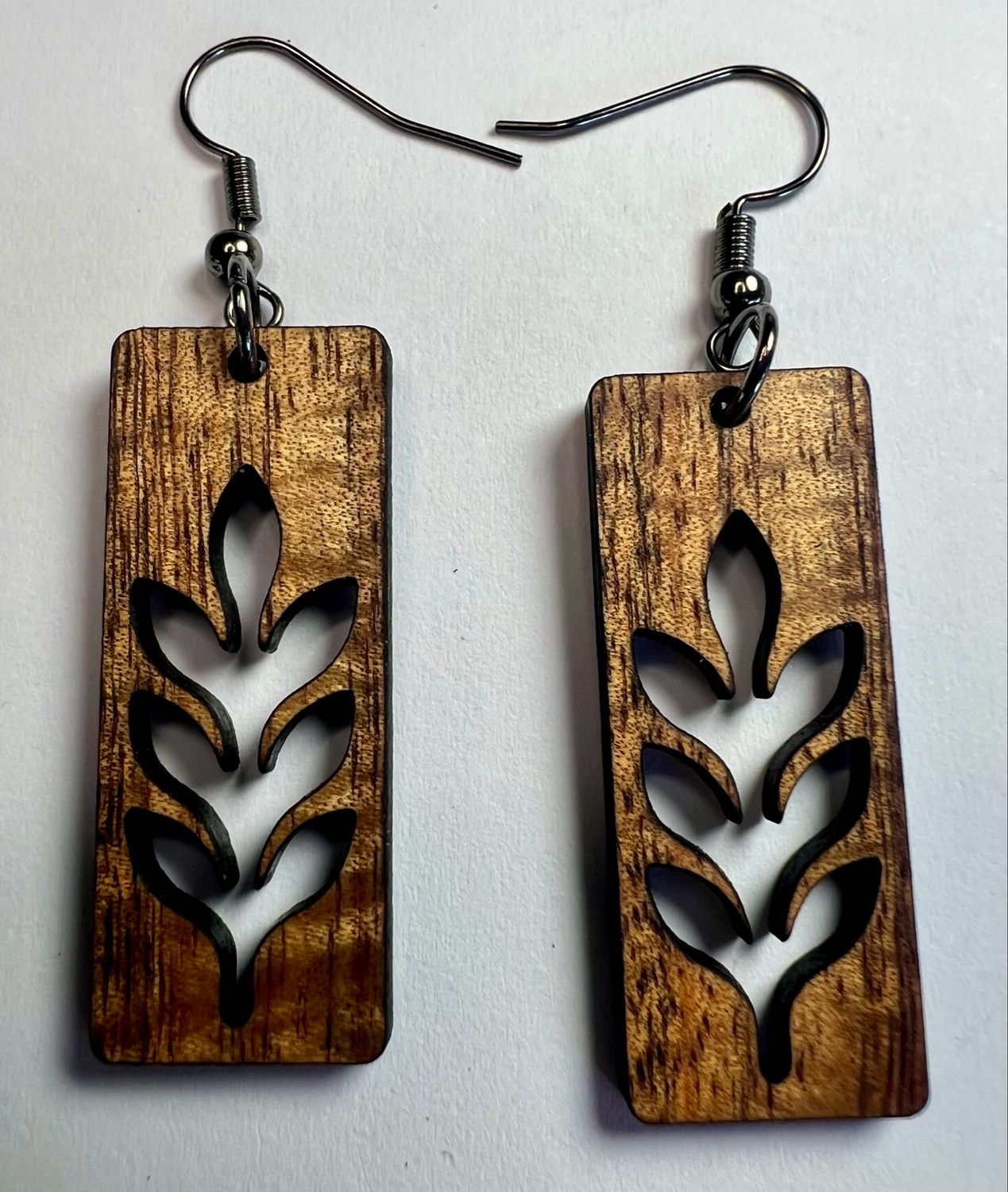 Laua'e Rectangle Koa Dangle Earrings
