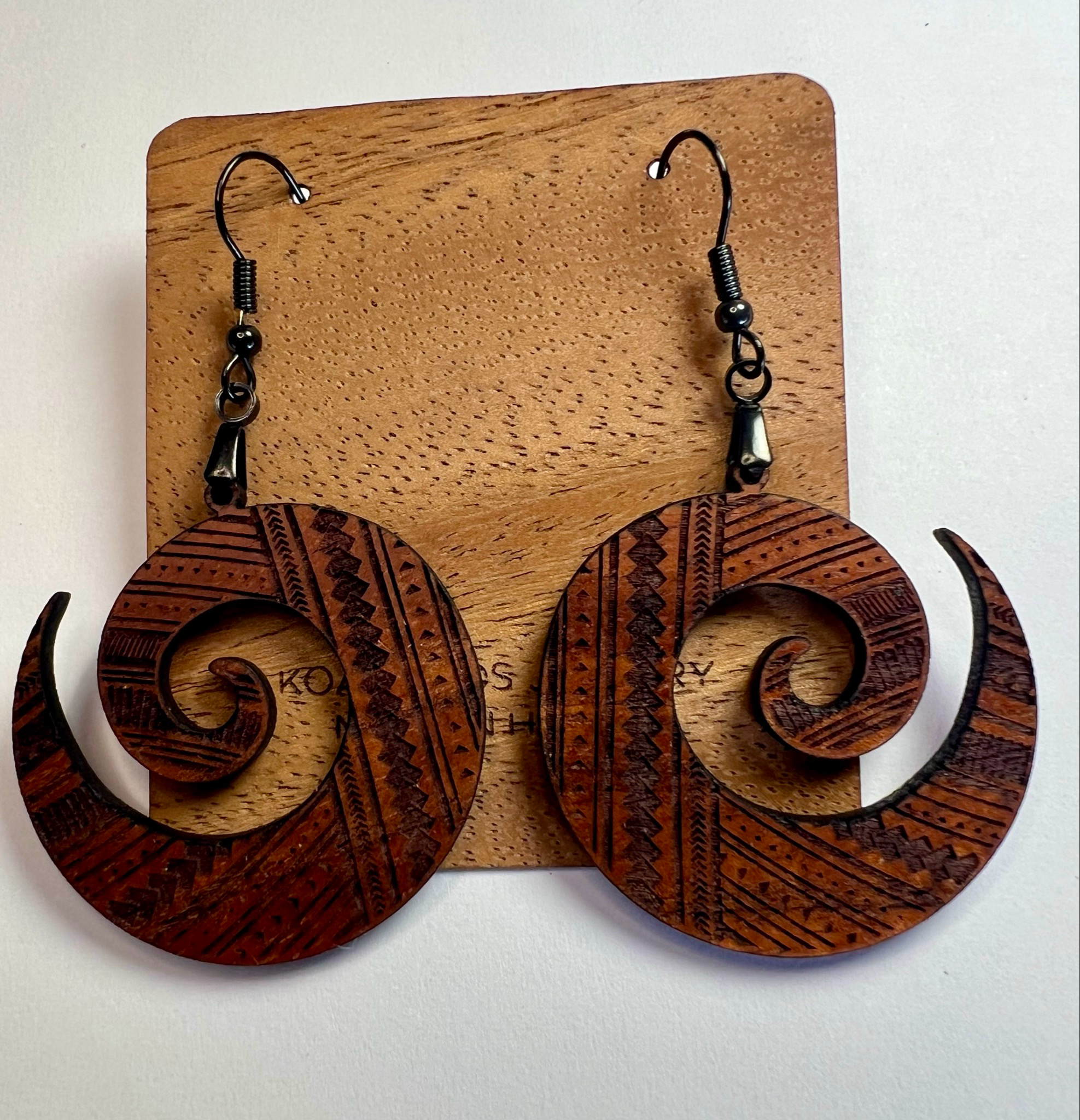 Round Koru Koa Dangle Earrings