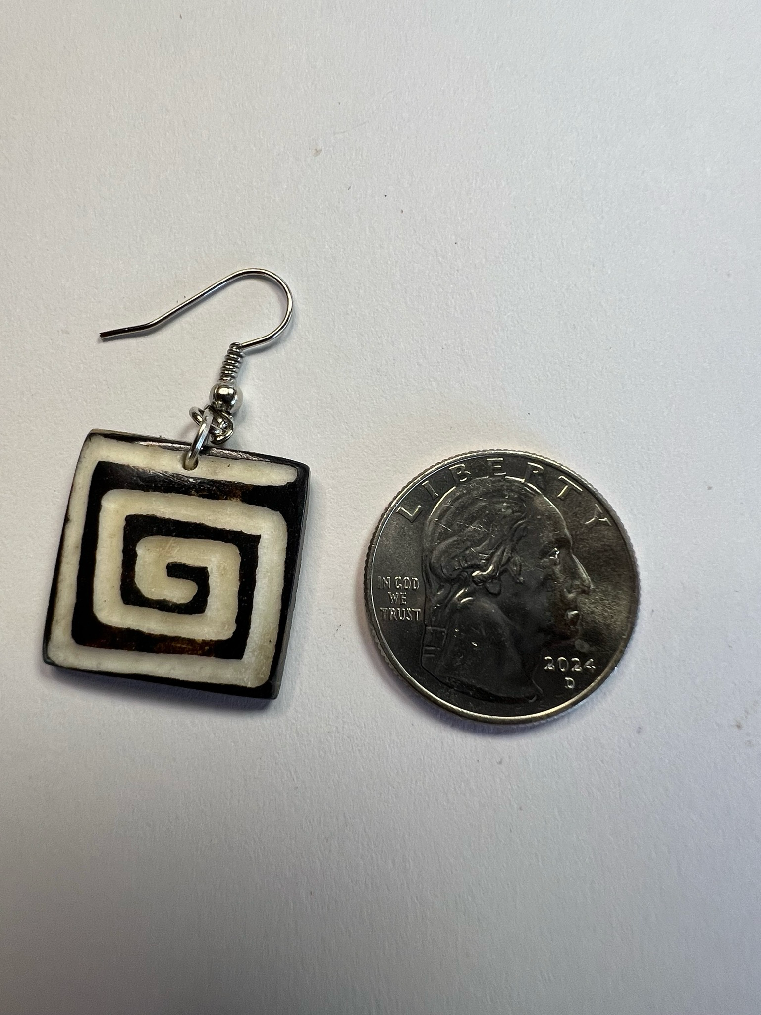 Bone Tribal Square Dangle Earnings