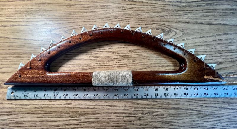 Hawaiian War Club "Lei O Mano" with Real Shark Teeth 21"