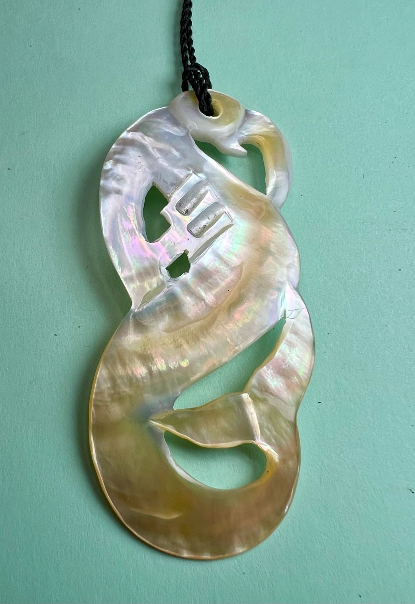 New Zealand Māori Manaia Gold Mother Of Pearl Shell Pendant (2 Designs)