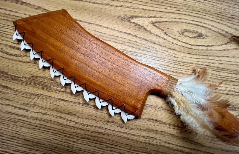 Hawaiian Polynesian Handmade War Club with Shark Teeth 16"