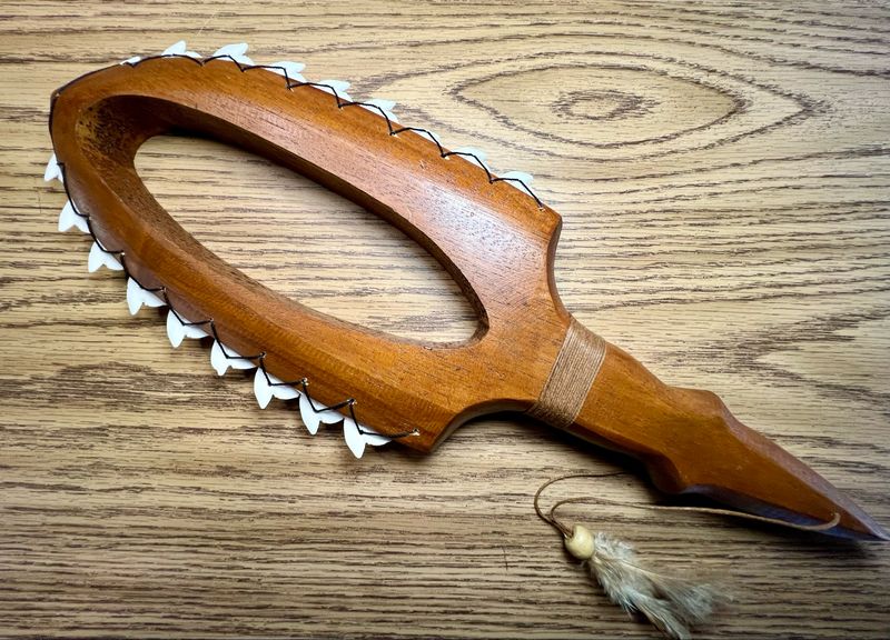 Hawaiian Polynesian Handmade War Club with Shark Teeth 16"