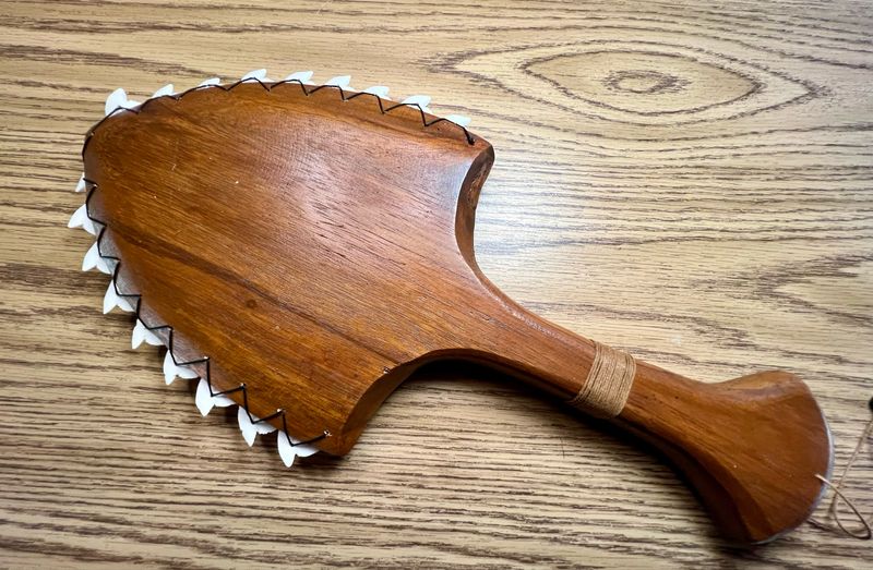 Hawaiian Polynesian Handmade War Club with Shark Teeth 16"