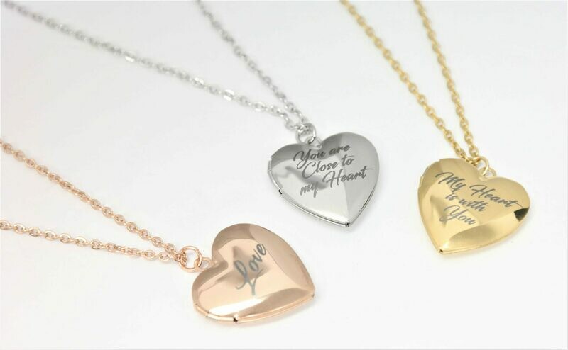 Beautiful personalized locket heart, high quality, high polish stainless steel