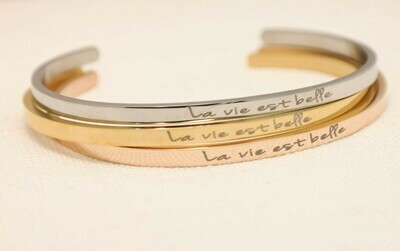Beautiful 4 mm personalized bangle bracelet with 3 stunning colours