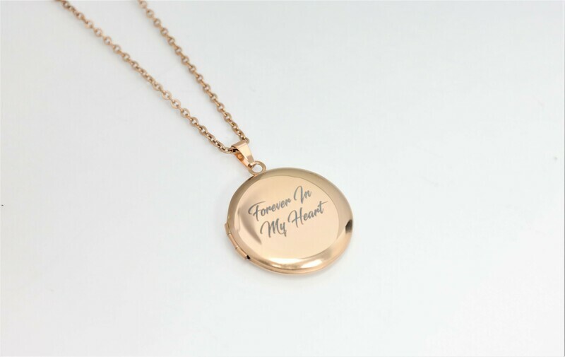 Pendentif porte-photo en acier de forme ronde 30mm (à double portail) personnalisé