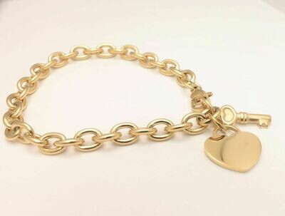 Personalized stainless steel woman Heart & Key bracelet