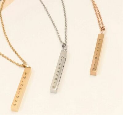 Personalized stainless steel pendant stick necklace