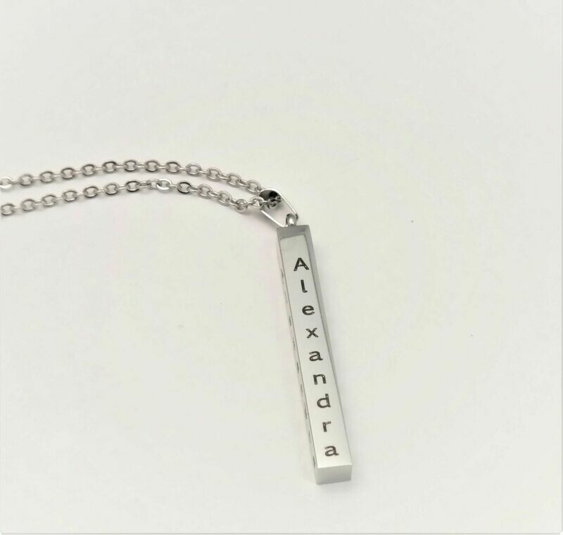 Personalized stainless steel pendant stick necklace