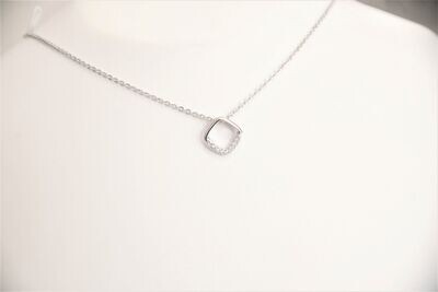 Beautiful trendy 925 sterling silver square set with CZ stones on one side