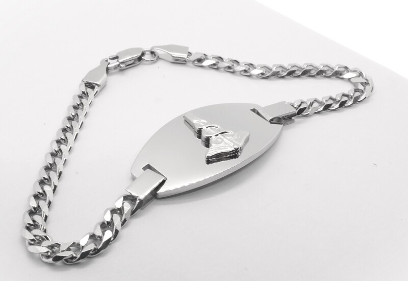 Medical Bracelet. Higher quality.  personalized. hypoallergenic.  High resistance surgical steel. High polish. Exclusive model.