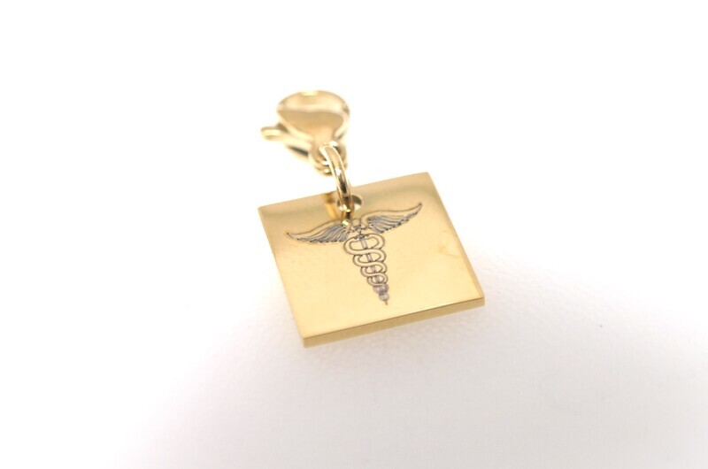 Personalized medical squared medal 11.5mm. New concept! It could be your elegant medic alert bracelet or your medic necklace