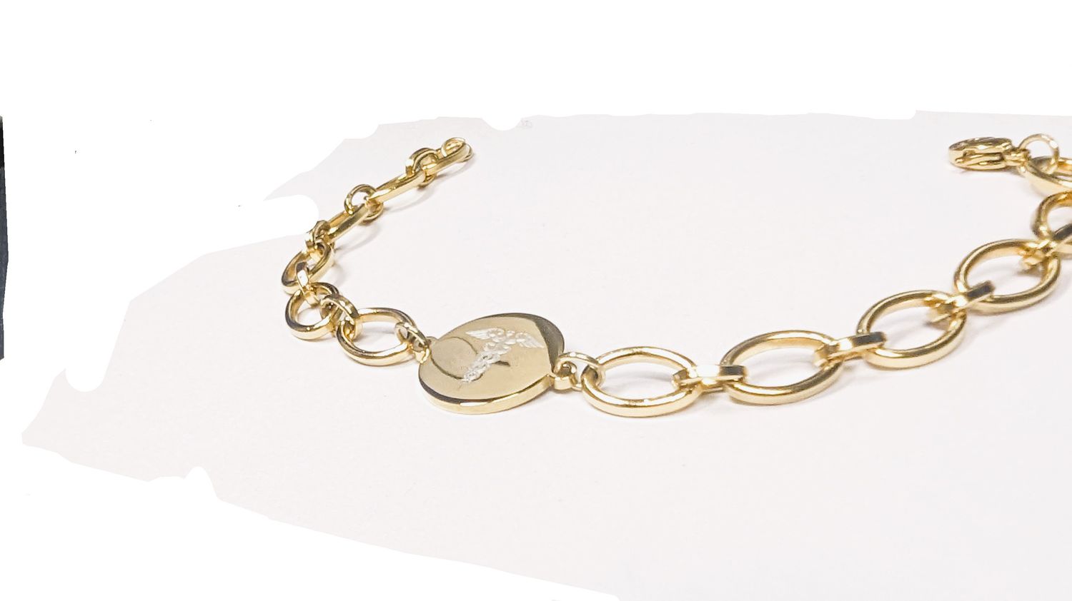 Elegant Medical bracelet available in gold and silver finish.
