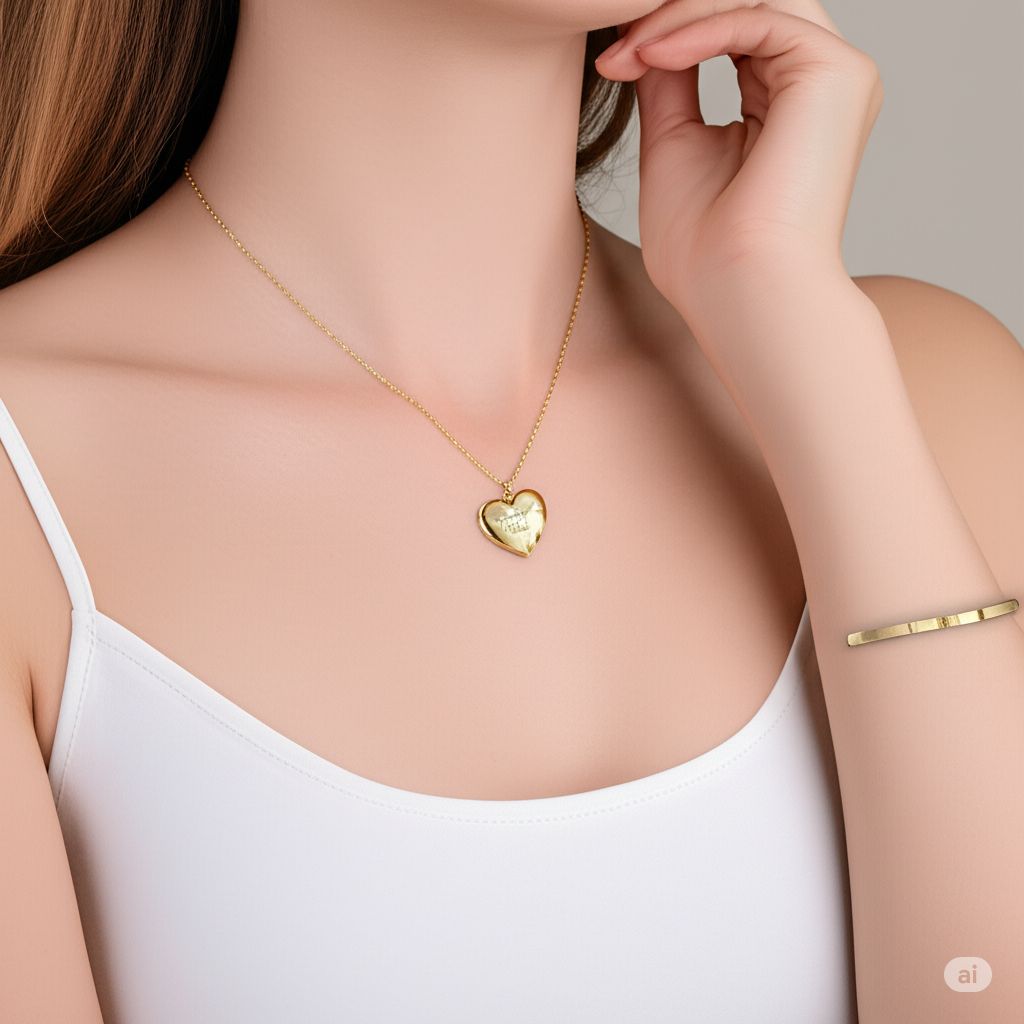 Beautiful personalized locket heart, high quality, high polish stainless steel