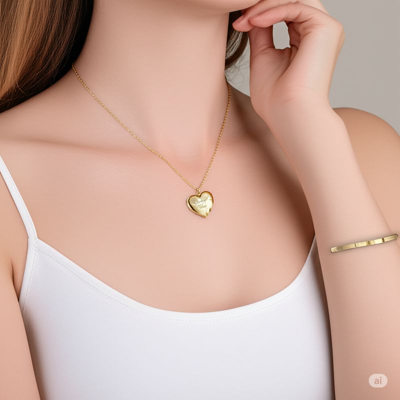 Beautiful personalized locket heart, high quality, high polish stainless steel