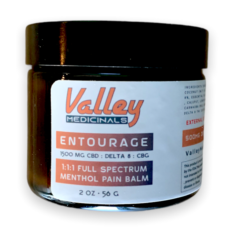 Valley Medicinals’ Entourage Full-Spec Pain Balm CBD, D8, CBG
