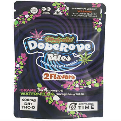 Dope Rope Bites D8 & THC-0 400MG Nerds Covered
