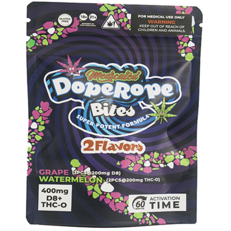 Dope Rope Bites D8 & THC0 400MG Nerds Covered