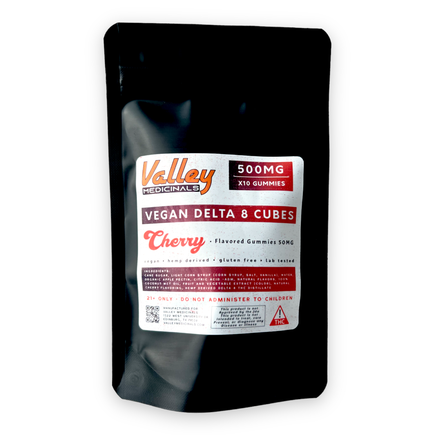 Valley Medicinals' D8 THC Vegan Gummy Cubes 50MG