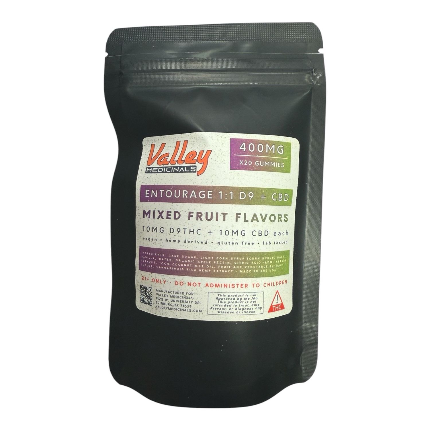 Valley Medicinals&#39; Entourage D9 THC:CBD Vegan Gummy&#39;s