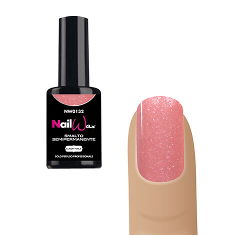 Luxury nails semipermanente N 132 rosa chiaro con fibre di vetro effetto glitter