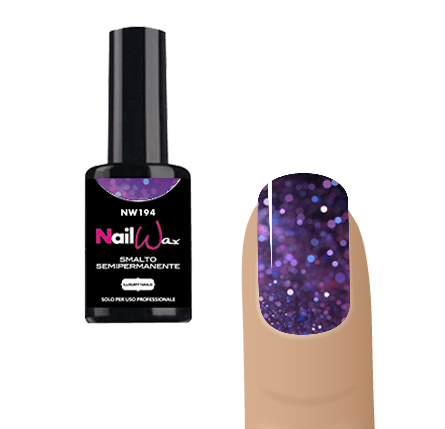 Luxury nails semipermanente N 194 glitter viola multicolor