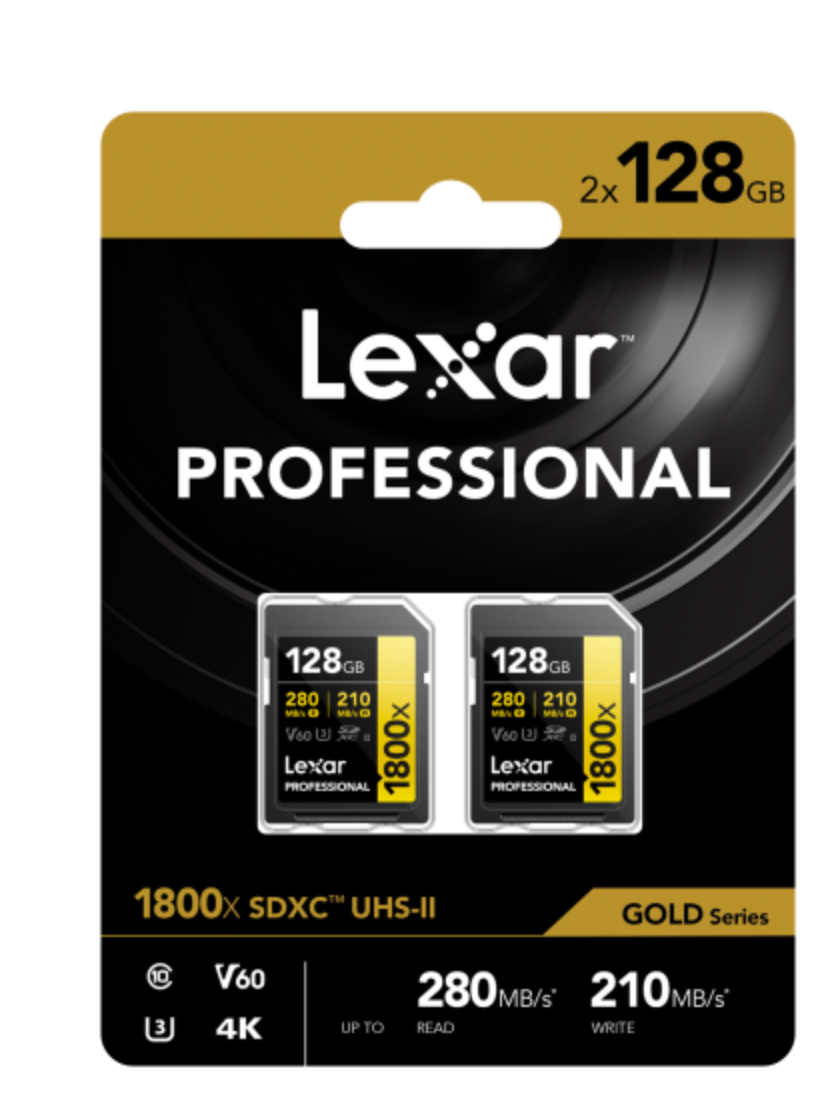 Lexar SD Pro Gold Series UHS-II 1800x V60  128GB 2Pack