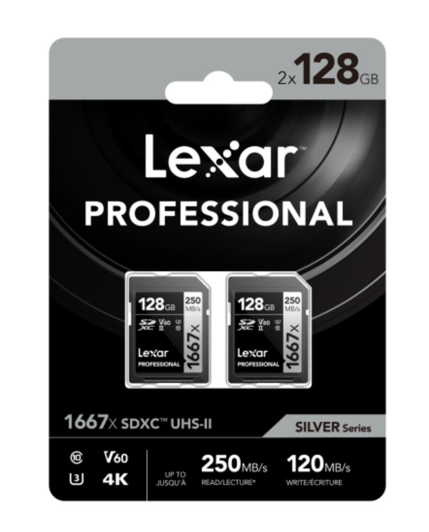 Lexar SD Pro Silver Series UHS-II 1667x V60  128GB 2Pack