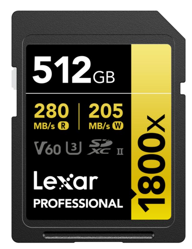 Lexar SD Pro Gold Series UHS-II 1800x V60  512GB