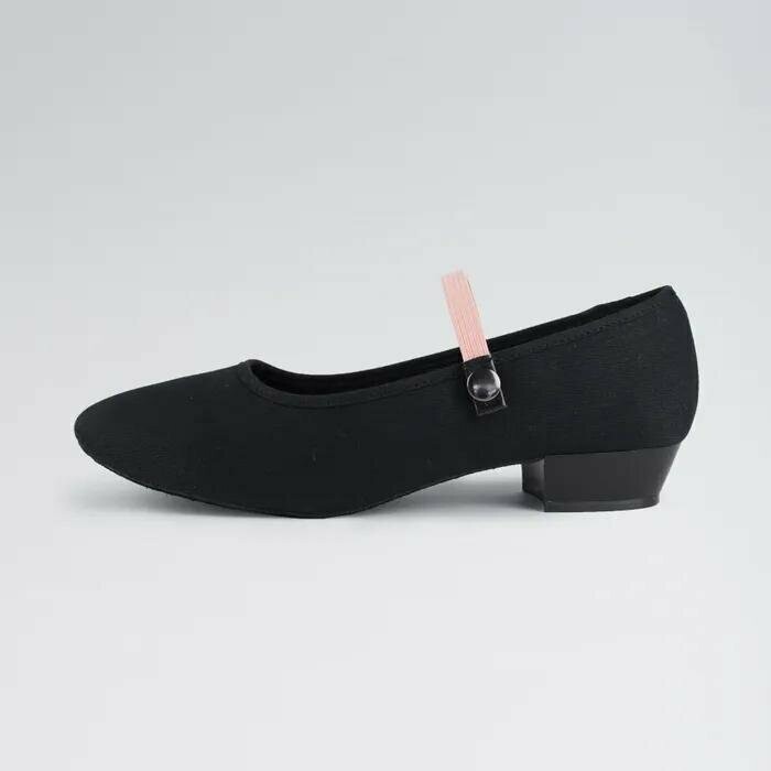 Black Low Heel Canvas Character Shoe