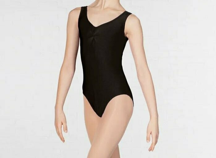 Black Lycra Ruched Front Leotard