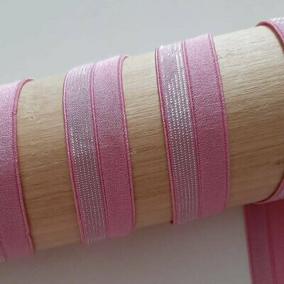 Falzband, elastisch pink mit Glitzer