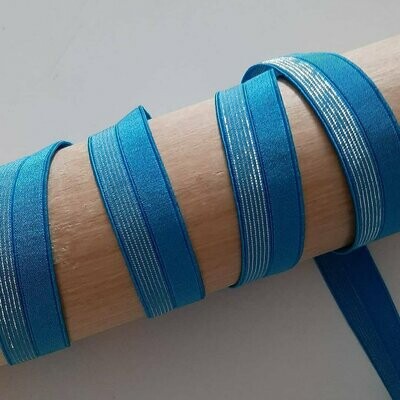 Falzband, elastisch türkisblau mit Glitzer