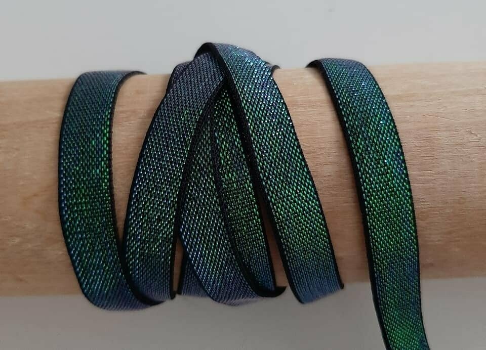Band, elastisch, irisierend grün/schwarz