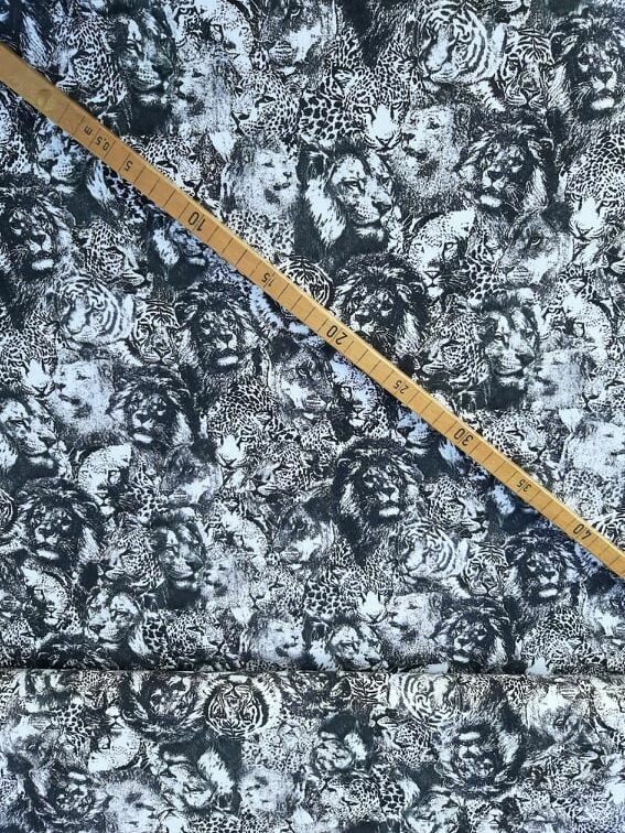 Sommersweat, gemustert, Löwe, Tiger, Leopard Sommersweat, gemustert, Löwe, Tiger, Leopard
