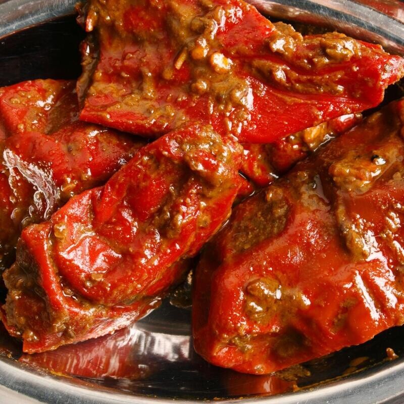 Banarasi Famous Red Chilli Pickle - Lal Mirch Achar, 100 Yr Old Shop, Stuffed, Mustard Oil, 250g, Pack of 1