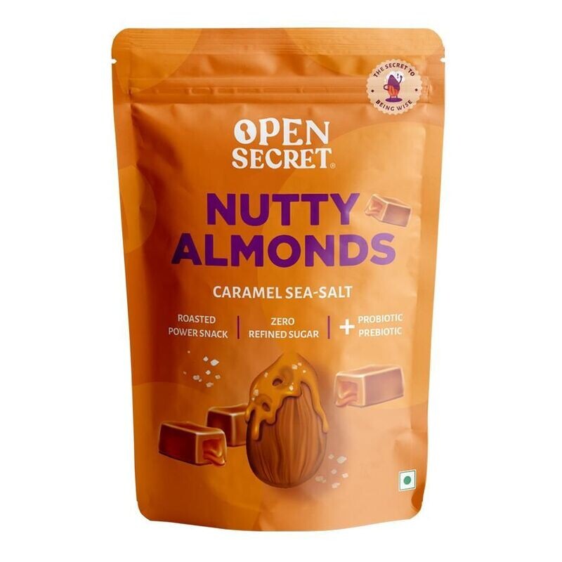 OPEN SECRET NUTTY ALMONDS CARAMEL SEA SALT SNACK 135G