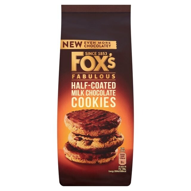 Fox&#39;s Fabulous Half-Coated Milk Chocolate Cookies 180G |