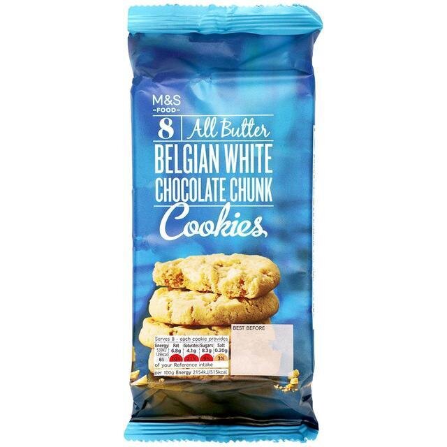 Marks And Spencer Belgian White Chocolate Chunk Cookies 225g