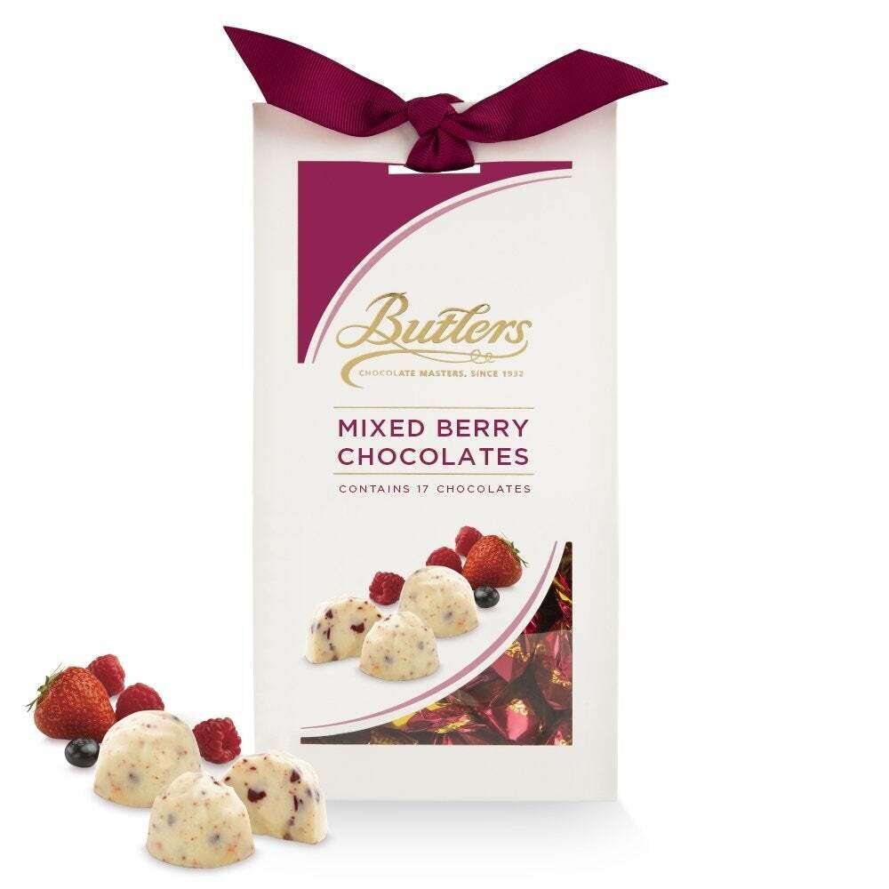 Butlers White Mixed Berry Chocolates 175g | Melt-free packaging