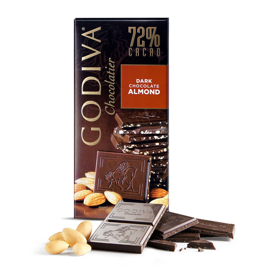 Godiva Tablet Almond  72% Dark Chocolate - 100g