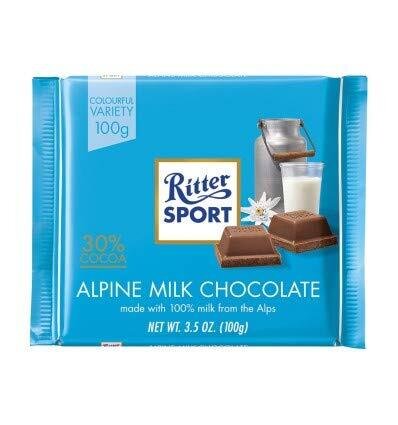Ritter Sport Alpen Milk  Chocolate 100G | Free Delivery | Same Day Dispatch | Made In Germany | Imported Fine German Chocolate