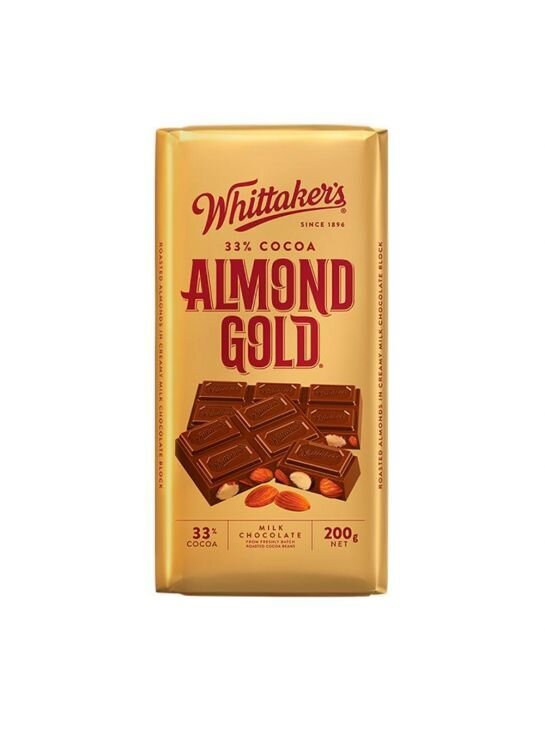 Whittaker's 33% Cocoa Almond Gold Chocolate 200G (Melt Proof packing)