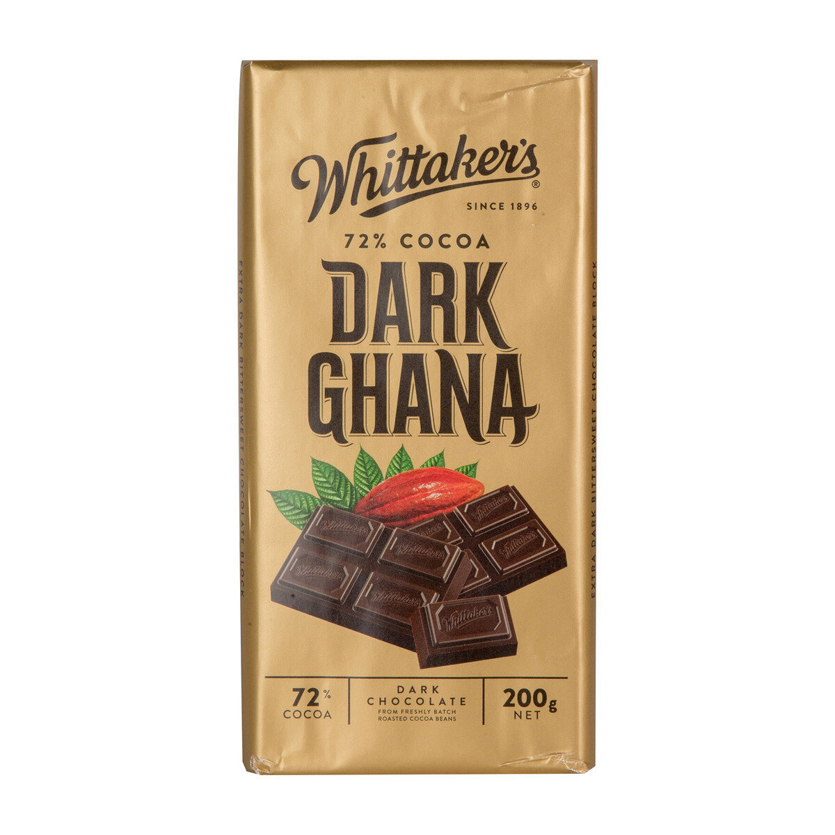 Whittakers 72% Cocoa Dark Ghana Chocolate 200G