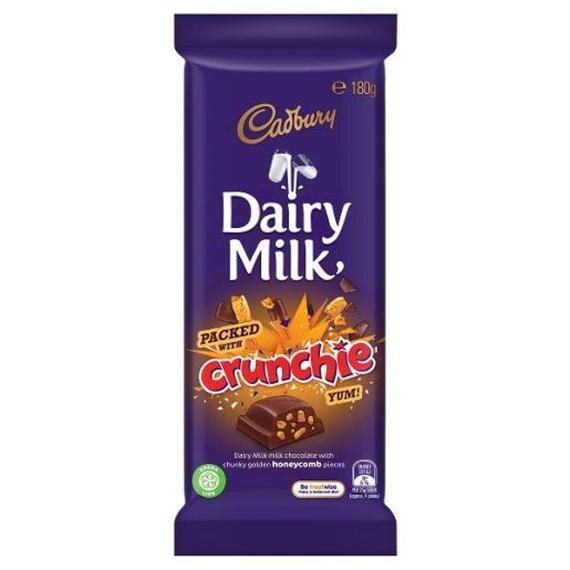 Cadbury Dairy Milk Crunchie Chocolate Bar 180G | Imported | Made in Tasmania | Melt-Proof Packaging