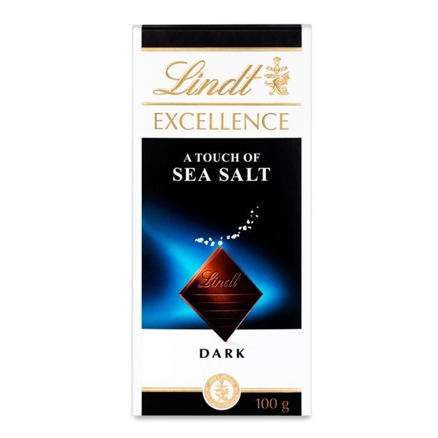 Lindt Excellence A Touch Sea Salt Intense Dark Chocolate, 100 G | Melt Proof Packing