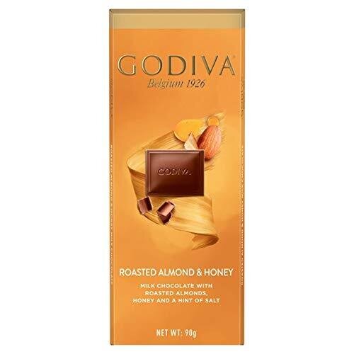 Godiva Milk Chocolate Bar With Roasted Almonds, Honey & Salt - 90G