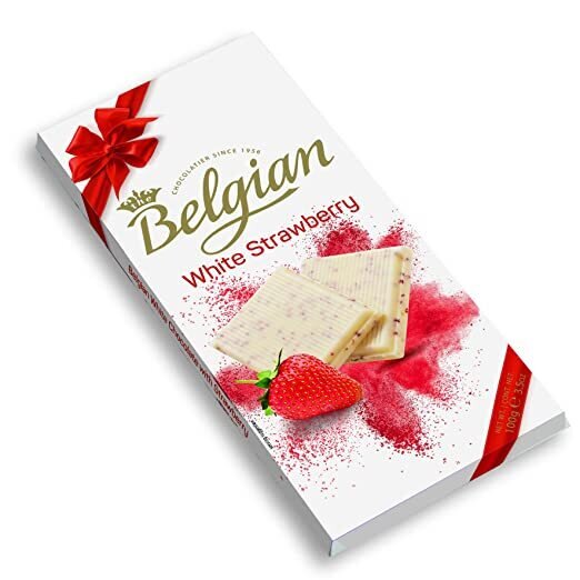 Belgian Dark White Strawberry Chocolate Bar - 100G